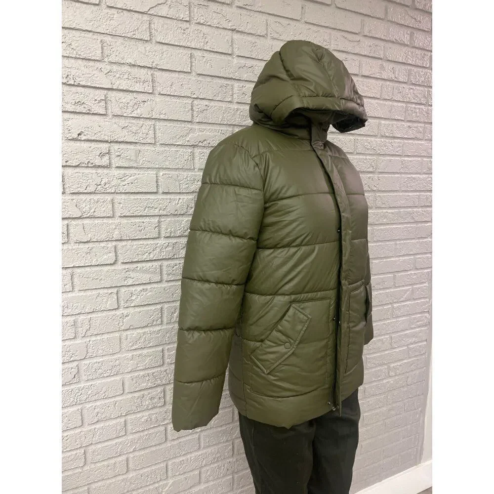La Redoute Collection Green Girls Puffer Coat With Hoodie Size 12Y